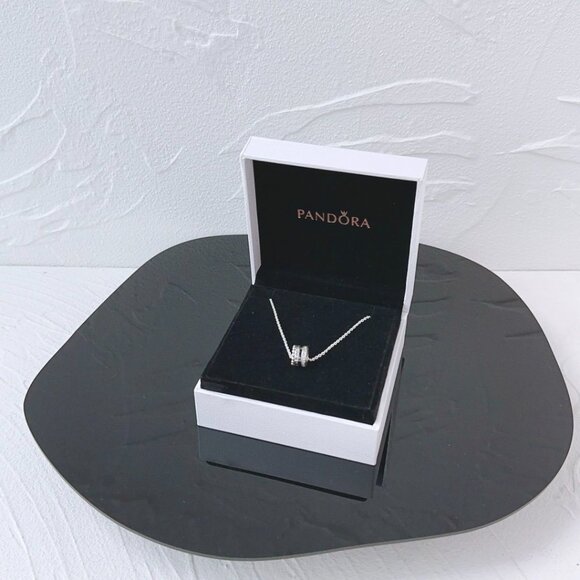 Pandora Signature series logo Pave inlaid small waist beaded 3-in-1 pendant neck - Picture 1 of 6
